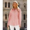 imagesiliteelon Button Down Shirts for Women Striped Long Sleeve Shirt Collared Office Work Blouses Tops with PocketDark Pink