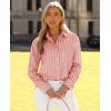 imagesiliteelon Button Down Shirts for Women Striped Long Sleeve Shirt Collared Office Work Blouses Tops with PocketDark Pink