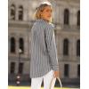 imagesiliteelon Button Down Shirts for Women Striped Long Sleeve Shirt Collared Office Work Blouses Tops with PocketGray and Black