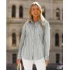 imagesiliteelon Button Down Shirts for Women Striped Long Sleeve Shirt Collared Office Work Blouses Tops with PocketGrey