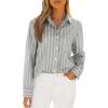 imagesiliteelon Button Down Shirts for Women Striped Long Sleeve Shirt Collared Office Work Blouses Tops with PocketGrey