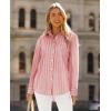imagesiliteelon Button Down Shirts for Women Striped Long Sleeve Shirt Collared Office Work Blouses Tops with PocketPink