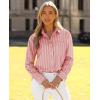 imagesiliteelon Button Down Shirts for Women Striped Long Sleeve Shirt Collared Office Work Blouses Tops with PocketPink