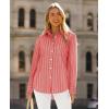 imagesiliteelon Button Down Shirts for Women Striped Long Sleeve Shirt Collared Office Work Blouses Tops with PocketRed