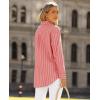 imagesiliteelon Button Down Shirts for Women Striped Long Sleeve Shirt Collared Office Work Blouses Tops with PocketRed