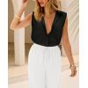 imagesiliteelon Linen Shirts for Women Button Down Shirts Sleeveless Cotton Collared V Neck Solid Tank Top Casual BlousesBlack