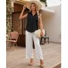 imagesiliteelon Linen Shirts for Women Button Down Shirts Sleeveless Cotton Collared V Neck Solid Tank Top Casual BlousesBlack