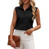 imagesiliteelon Linen Shirts for Women Button Down Shirts Sleeveless Cotton Collared V Neck Solid Tank Top Casual BlousesBlack