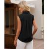 imagesiliteelon Linen Shirts for Women Button Down Shirts Sleeveless Cotton Collared V Neck Solid Tank Top Casual BlousesBlack