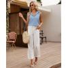imagesiliteelon Linen Shirts for Women Button Down Shirts Sleeveless Cotton Collared V Neck Solid Tank Top Casual BlousesBlue