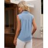 imagesiliteelon Linen Shirts for Women Button Down Shirts Sleeveless Cotton Collared V Neck Solid Tank Top Casual BlousesBlue