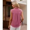 imagesiliteelon Linen Shirts for Women Button Down Shirts Sleeveless Cotton Collared V Neck Solid Tank Top Casual BlousesDark Pink