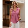 imagesiliteelon Linen Shirts for Women Button Down Shirts Sleeveless Cotton Collared V Neck Solid Tank Top Casual BlousesDark Pink