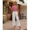 imagesiliteelon Linen Shirts for Women Button Down Shirts Sleeveless Cotton Collared V Neck Solid Tank Top Casual BlousesDark Pink