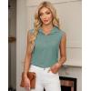 imagesiliteelon Linen Shirts for Women Button Down Shirts Sleeveless Cotton Collared V Neck Solid Tank Top Casual BlousesGreen