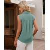 imagesiliteelon Linen Shirts for Women Button Down Shirts Sleeveless Cotton Collared V Neck Solid Tank Top Casual BlousesGreen