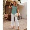 imagesiliteelon Linen Shirts for Women Button Down Shirts Sleeveless Cotton Collared V Neck Solid Tank Top Casual BlousesGreen