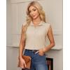 imagesiliteelon Linen Shirts for Women Button Down Shirts Sleeveless Cotton Collared V Neck Solid Tank Top Casual BlousesKhaki