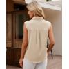 imagesiliteelon Linen Shirts for Women Button Down Shirts Sleeveless Cotton Collared V Neck Solid Tank Top Casual BlousesKhaki