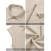 imagesiliteelon Linen Shirts for Women Button Down Shirts Sleeveless Cotton Collared V Neck Solid Tank Top Casual BlousesKhaki