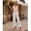imagesiliteelon Linen Shirts for Women Button Down Shirts Sleeveless Cotton Collared V Neck Solid Tank Top Casual BlousesKhaki