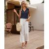 imagesiliteelon Linen Shirts for Women Button Down Shirts Sleeveless Cotton Collared V Neck Solid Tank Top Casual BlousesNavy Blue