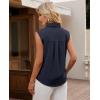imagesiliteelon Linen Shirts for Women Button Down Shirts Sleeveless Cotton Collared V Neck Solid Tank Top Casual BlousesNavy Blue