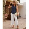 imagesiliteelon Linen Shirts for Women Button Down Shirts Sleeveless Cotton Collared V Neck Solid Tank Top Casual BlousesNavy Blue
