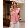 imagesiliteelon Linen Shirts for Women Button Down Shirts Sleeveless Cotton Collared V Neck Solid Tank Top Casual BlousesPink