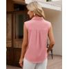 imagesiliteelon Linen Shirts for Women Button Down Shirts Sleeveless Cotton Collared V Neck Solid Tank Top Casual BlousesPink