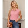 imagesiliteelon Linen Shirts for Women Button Down Shirts Sleeveless Cotton Collared V Neck Solid Tank Top Casual BlousesPink