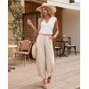 imagesiliteelon Linen Shirts for Women Button Down Shirts Sleeveless Cotton Collared V Neck Solid Tank Top Casual BlousesWhite