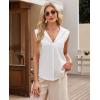 imagesiliteelon Linen Shirts for Women Button Down Shirts Sleeveless Cotton Collared V Neck Solid Tank Top Casual BlousesWhite