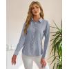 imagesiliteelon Striped Button Down Shirts for Women Dress Shirts Long Sleeve Collared Casual Office Work Blouses TopsNavy Blue