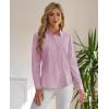 imagesiliteelon Striped Button Down Shirts for Women Dress Shirts Long Sleeve Collared Casual Office Work Blouses TopsPink