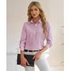 imagesiliteelon Striped Button Down Shirts for Women Dress Shirts Long Sleeve Collared Casual Office Work Blouses TopsPink