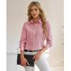 imagesiliteelon Striped Button Down Shirts for Women Dress Shirts Long Sleeve Collared Casual Office Work Blouses TopsRed