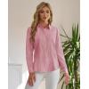 imagesiliteelon Striped Button Down Shirts for Women Dress Shirts Long Sleeve Collared Casual Office Work Blouses TopsRed