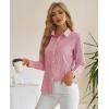 imagesiliteelon Striped Button Down Shirts for Women Dress Shirts Long Sleeve Collared Casual Office Work Blouses TopsRed