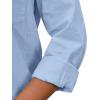 imagesiliteelon Womens Button Down Shirt Linen Button Up Shirts for Women Long Sleeve Summer Shirt Collared Blouse Linen TopsAll Blue