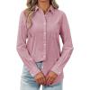 imagesiliteelon Womens Button Down Shirt Linen Button Up Shirts for Women Long Sleeve Summer Shirt Collared Blouse Linen TopsAll Pink