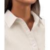 imagesiliteelon Womens Button Down Shirt Linen Button Up Shirts for Women Long Sleeve Summer Shirt Collared Blouse Linen TopsBeige