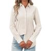 imagesiliteelon Womens Button Down Shirt Linen Button Up Shirts for Women Long Sleeve Summer Shirt Collared Blouse Linen TopsBeige