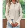 imagesiliteelon Womens Button Down Shirt Linen Button Up Shirts for Women Long Sleeve Summer Shirt Collared Blouse Linen TopsBeige