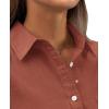 imagesiliteelon Womens Button Down Shirt Linen Button Up Shirts for Women Long Sleeve Summer Shirt Collared Blouse Linen TopsBrown