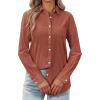 imagesiliteelon Womens Button Down Shirt Linen Button Up Shirts for Women Long Sleeve Summer Shirt Collared Blouse Linen TopsBrown