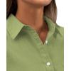 imagesiliteelon Womens Button Down Shirt Linen Button Up Shirts for Women Long Sleeve Summer Shirt Collared Blouse Linen TopsChartreuse