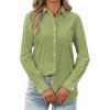 imagesiliteelon Womens Button Down Shirt Linen Button Up Shirts for Women Long Sleeve Summer Shirt Collared Blouse Linen TopsChartreuse