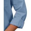imagesiliteelon Womens Button Down Shirt Linen Button Up Shirts for Women Long Sleeve Summer Shirt Collared Blouse Linen TopsDenin Blue