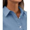 imagesiliteelon Womens Button Down Shirt Linen Button Up Shirts for Women Long Sleeve Summer Shirt Collared Blouse Linen TopsDenin Blue